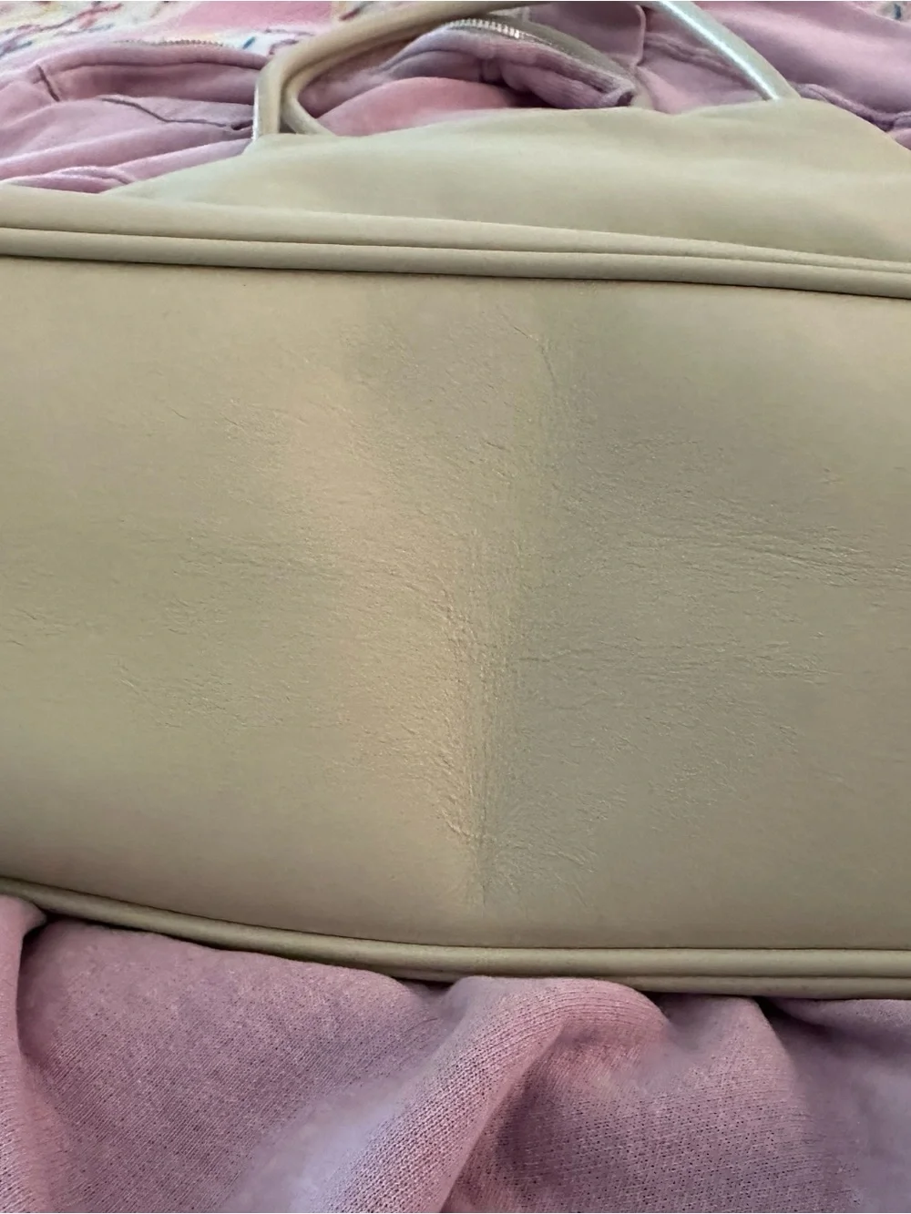 CHANEL Cream Shoulder Bag with White Camellia Motif